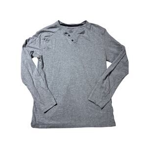 Kenneth Cole Mens M Heather Grey Casual Long Sleeve Henley T-Shirt